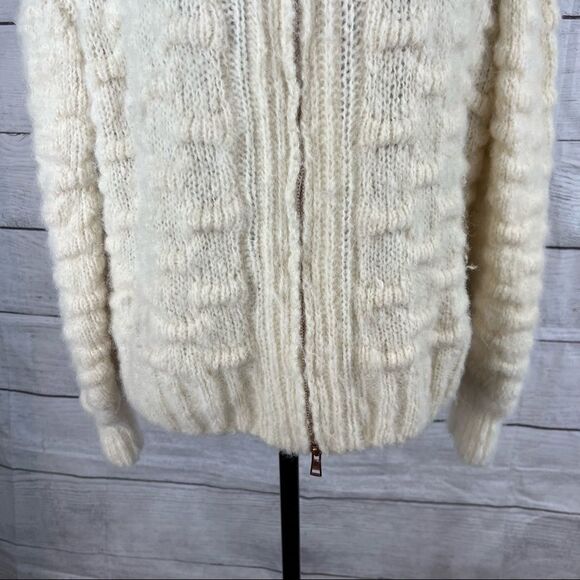 See by Chloe Alpaca Wool Zip Knit Sweater size medium cream and tan - Picture 3 of 10